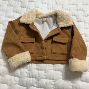 Cozy Brown Kids Jacket with Faux Fur Trim